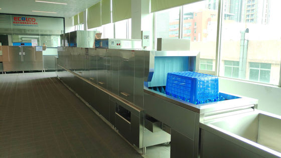 الصين آلة غسل الصحون التجارية الكبيرة للمطاعم 9500 × 850 × 1900mm المزود